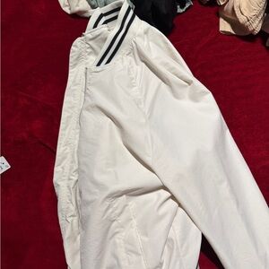 H&M White Bomber Jacket with Striped Collar - worn once
